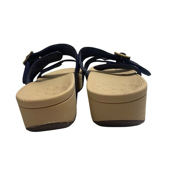 Vionic Rio Platform Sandals Wedge Adjustable Straps Navy Blue Womens Size 10.5 - Picture 3 of 10